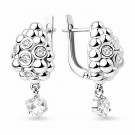 Серьги классические из серебра с фианитом