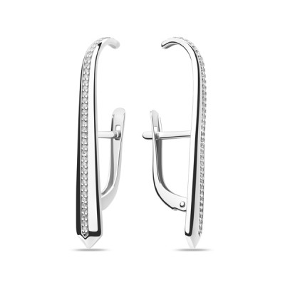 Серьги классические из серебра с фианитом