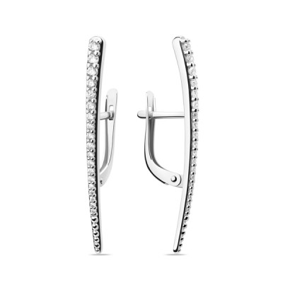 Серьги классические из серебра с фианитом