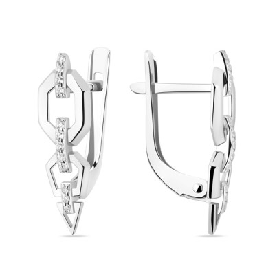 Серьги классические из серебра с фианитом