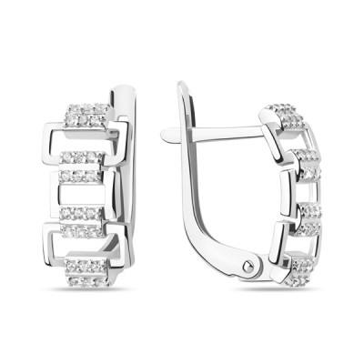 Серьги классические из серебра с фианитом