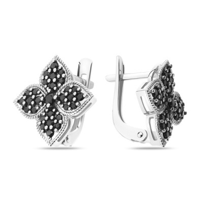 Серьги классические из серебра с шпинелью синтетической