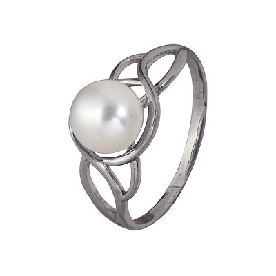 Кольцо классическое из серебра с жемчугом