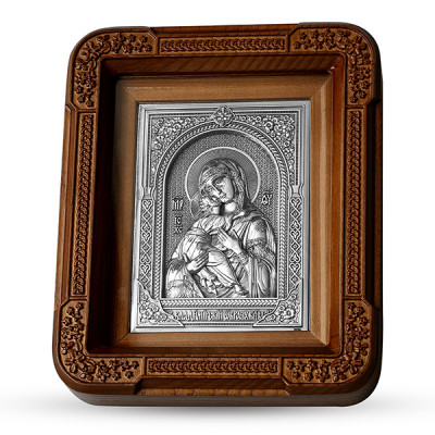 Икона из серебра с киот ажурным