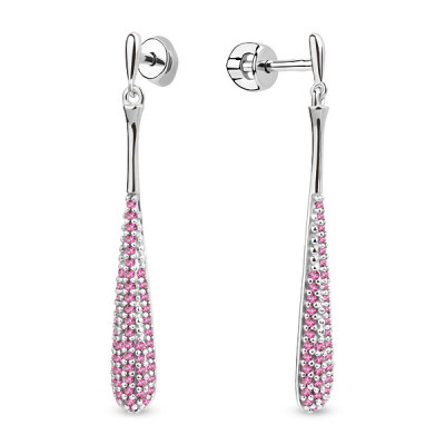 Серьги-пусеты из серебра с нанорубином