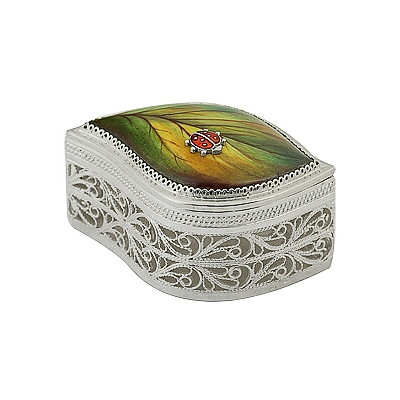 Шкатулка из серебра с финифтью