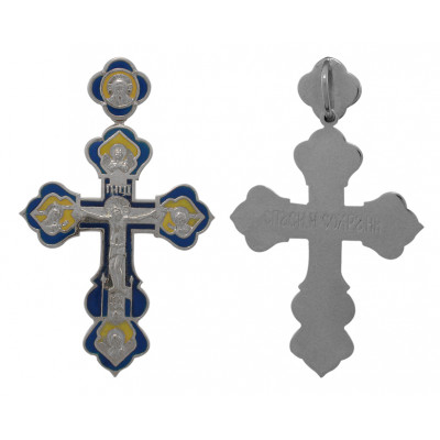 Подвеска крест из серебра с эмалью