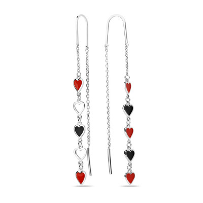 Серьги классические из серебра с эмалью