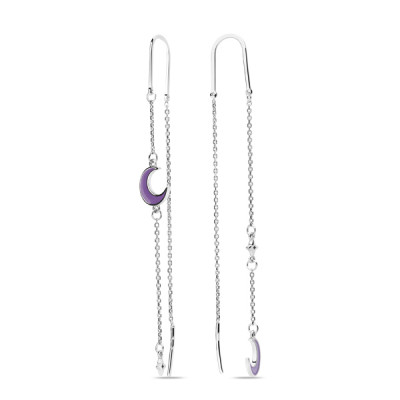 Серьги классические из серебра с эмалью