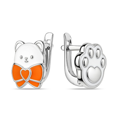 Серьги детские из серебра с эмалью