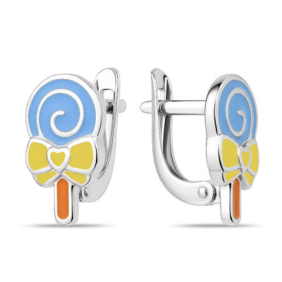 Серьги детские из серебра с эмалью