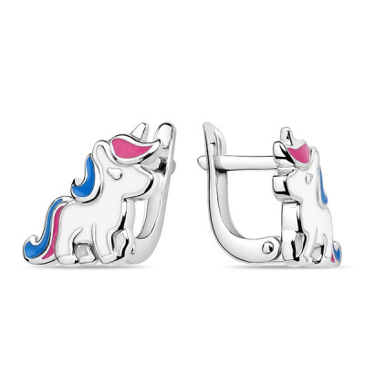 Серьги детские из серебра с эмалью