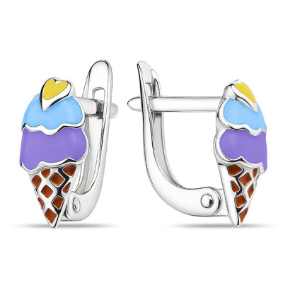 Серьги детские из серебра с эмалью