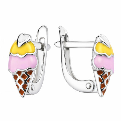 Серьги детские из серебра с эмалью