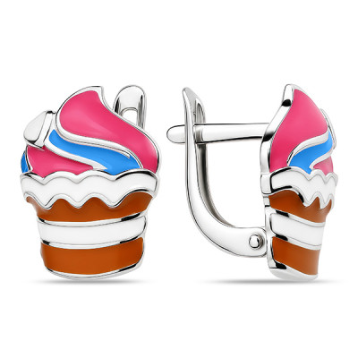 Серьги детские из серебра с эмалью
