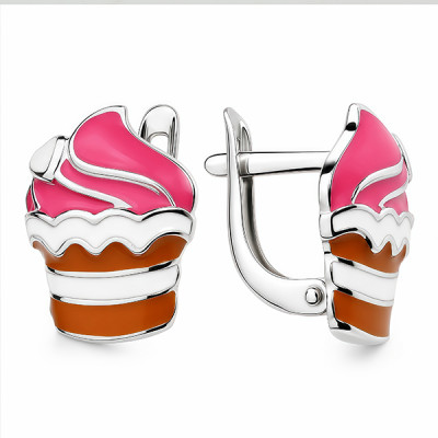 Серьги детские из серебра с эмалью