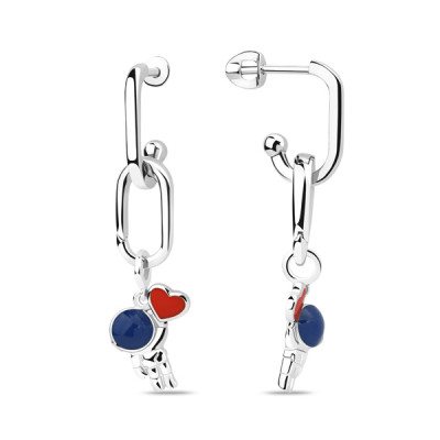 Серьги-пусеты из серебра с эмалью