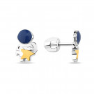 Серьги-пусеты из серебра с эмалью