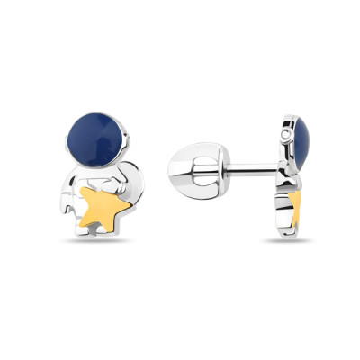 Серьги-пусеты из серебра с эмалью