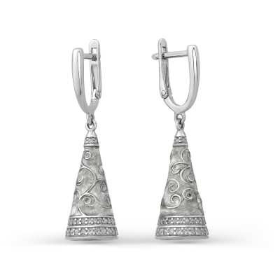 Серьги классические из серебра с эмалью