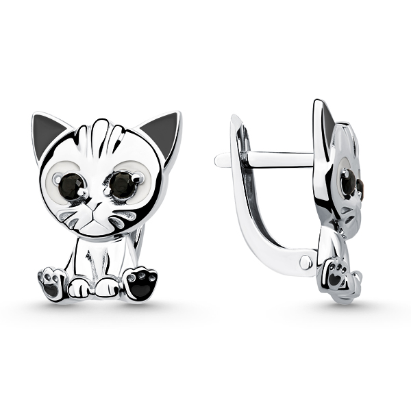 Серьги детские из серебра с эмалью