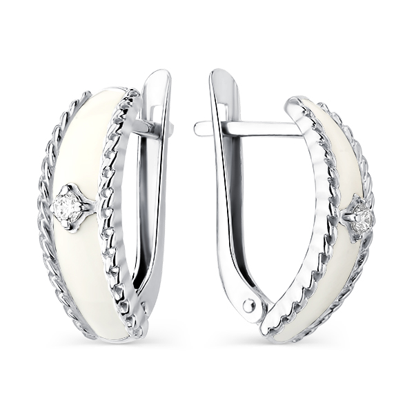 Серьги классические из серебра с фианитом