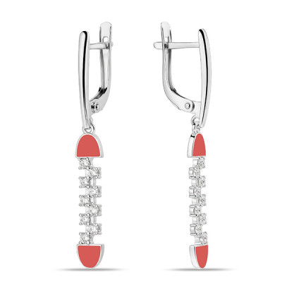 Серьги классические из серебра с фианитом