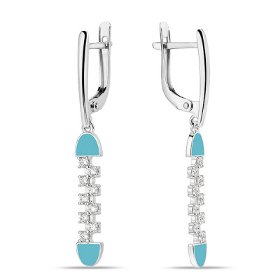 Серьги классические из серебра с фианитом