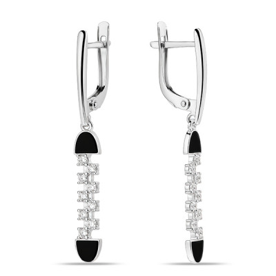 Серьги классические из серебра с фианитом