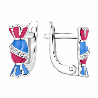 Серьги детские из серебра с фианитом