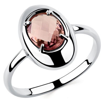 Кольцо классическое из серебра с кристаллом ювелирным