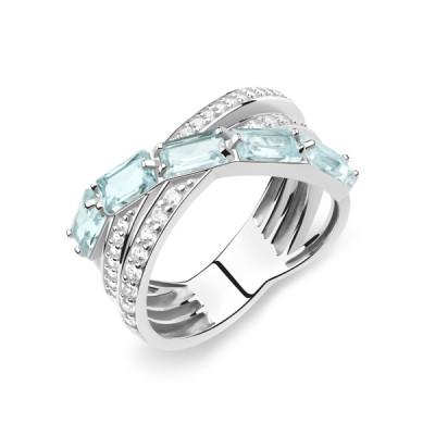 Кольцо классическое из серебра с топазом