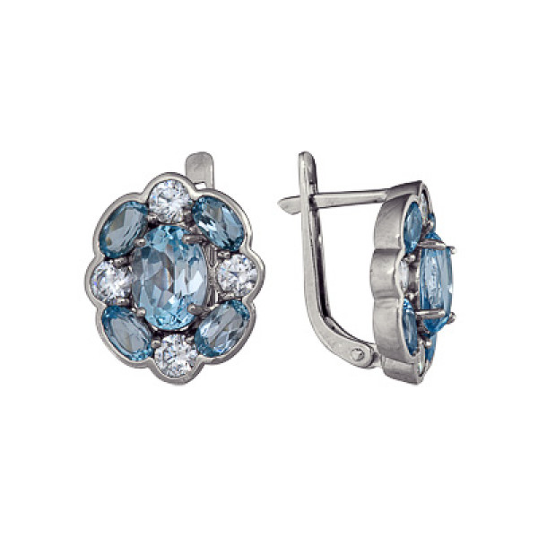 Серьги классические из серебра с топазом