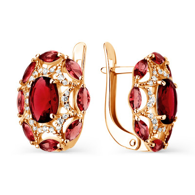 Серьги классические из серебра с гранатом