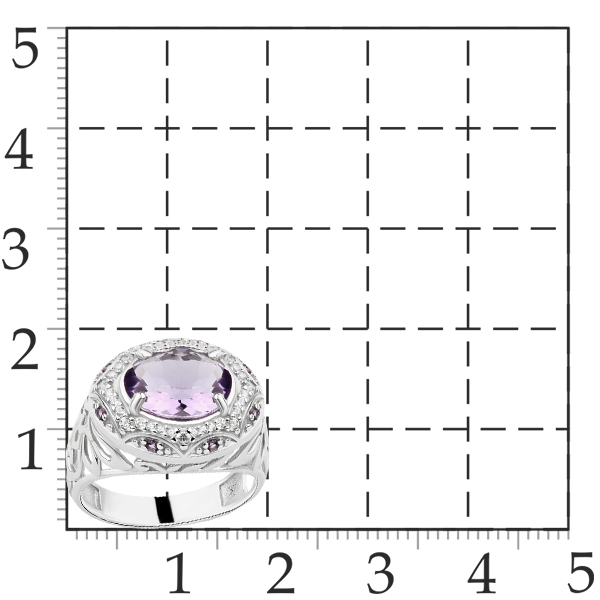 Кольцо классическое из серебра с аметистом