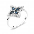 Кольцо классическое из серебра с фианитом