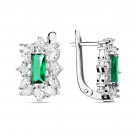 Серьги классические из серебра с фианитом