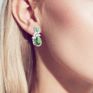 Серьги классические из серебра с фианитом