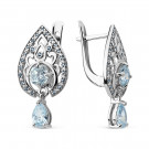 Серьги классические из серебра с фианитом