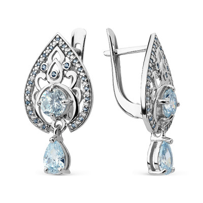 Серьги классические из серебра с фианитом