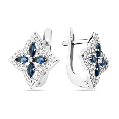 Серьги классические из серебра с фианитом