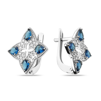 Серьги классические из серебра с фианитом