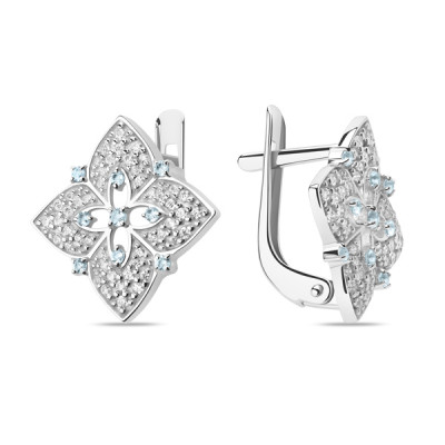 Серьги классические из серебра с фианитом