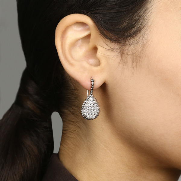 Серьги классические из серебра с фианитом