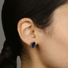 Серьги-пусеты из серебра с кристаллом ювелирным