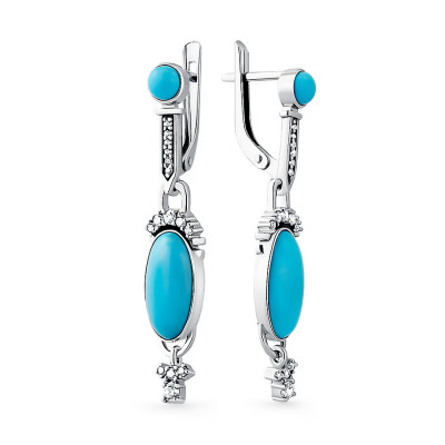 Серьги классические из серебра с фианитом