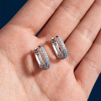 Серьги классические из серебра с наносапфиром