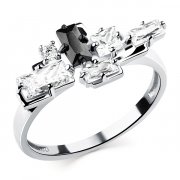 Кольца с цветными камнями Алмаз-Холдинг Кольцо классическое из серебра с фианитом