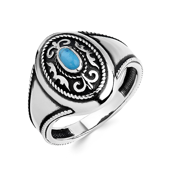 Мужской перстень с бирюзой из серебра - отличный подарок для мужчины
