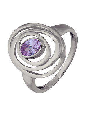 Кольцо классическое из серебра c фианитом